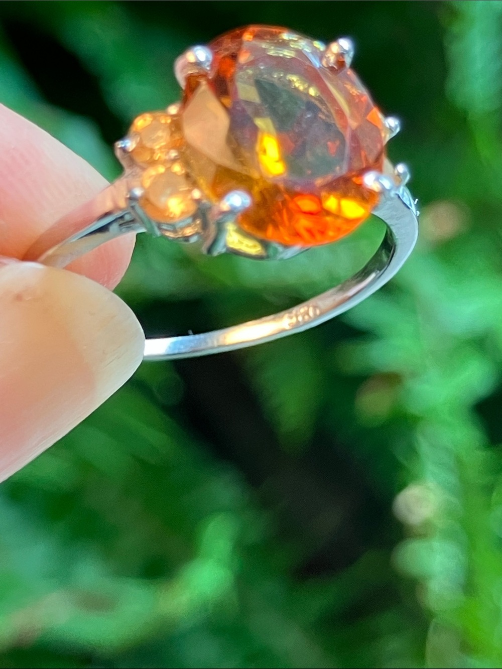 Sterling Silver Orange Gemstone Cocktail Ring - Unbranded - Picture 2 of 8